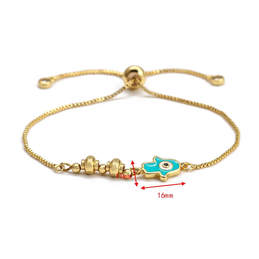 EVIL EYE Hamsa Hand Tree Turkish Evil Eye Charm Bracelet Gold Color Adjustable Bracelet Fashion Jewelry for Women/Girls