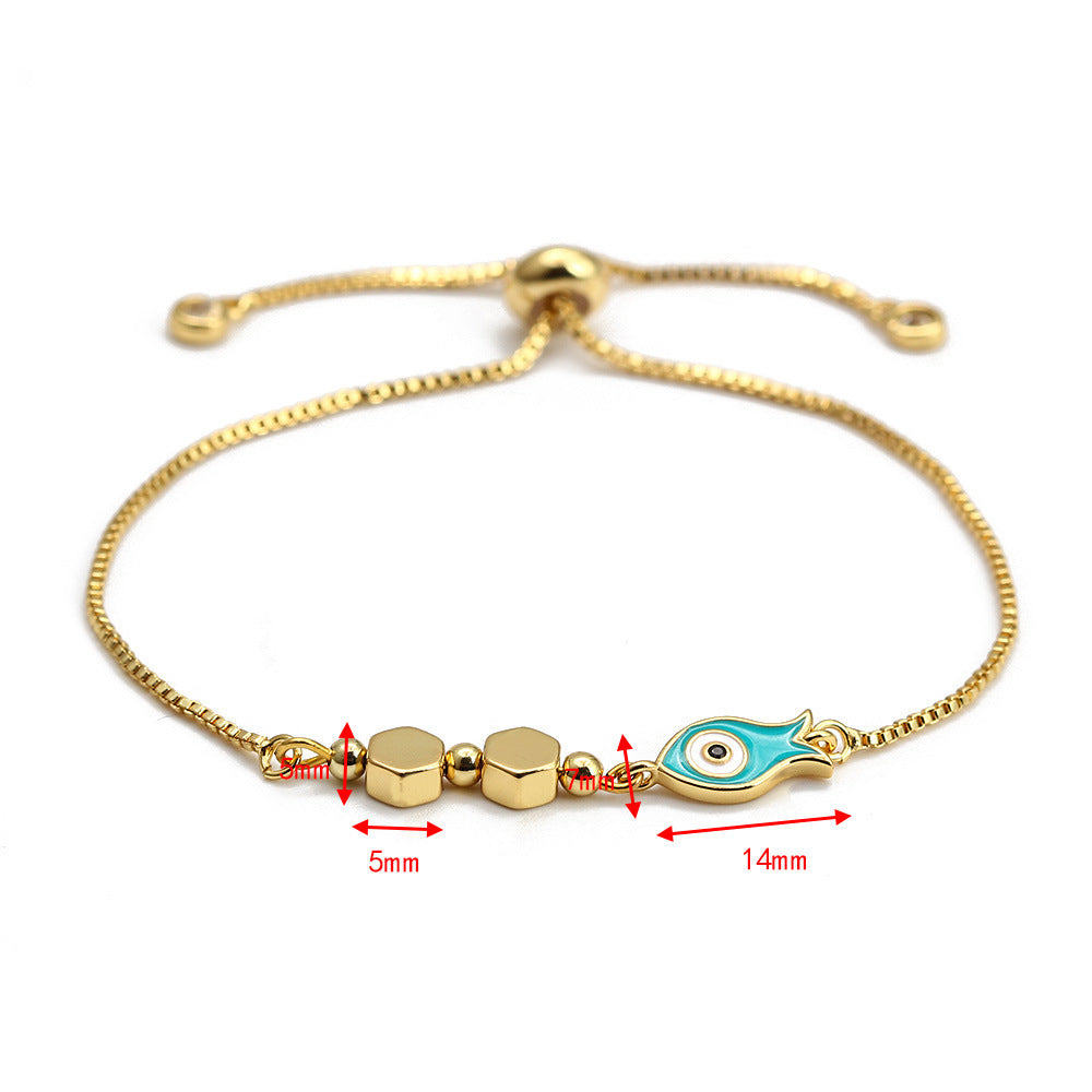 EVIL EYE Hamsa Hand Tree Turkish Evil Eye Charm Bracelet Gold Color Adjustable Bracelet Fashion Jewelry for Women/Girls
