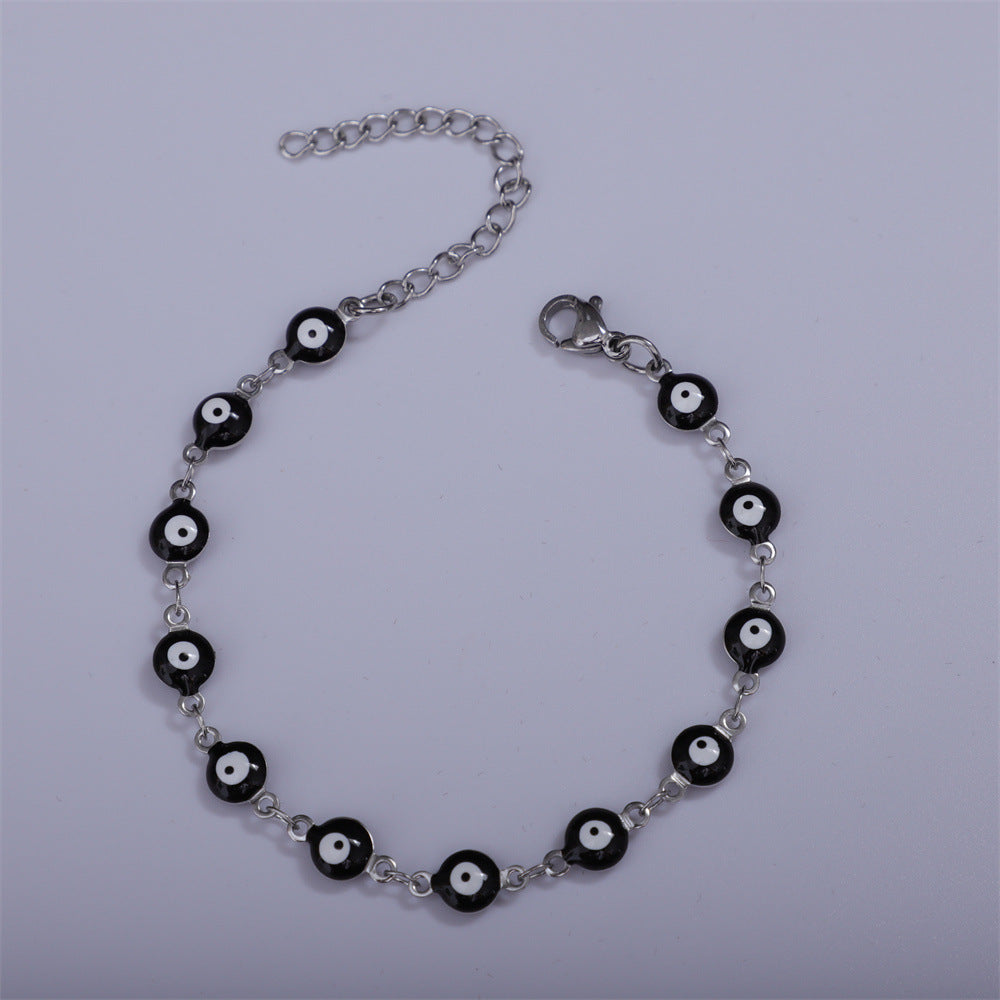 Titanium Steel Round Nazar ️Lucky Amulet Bracelet