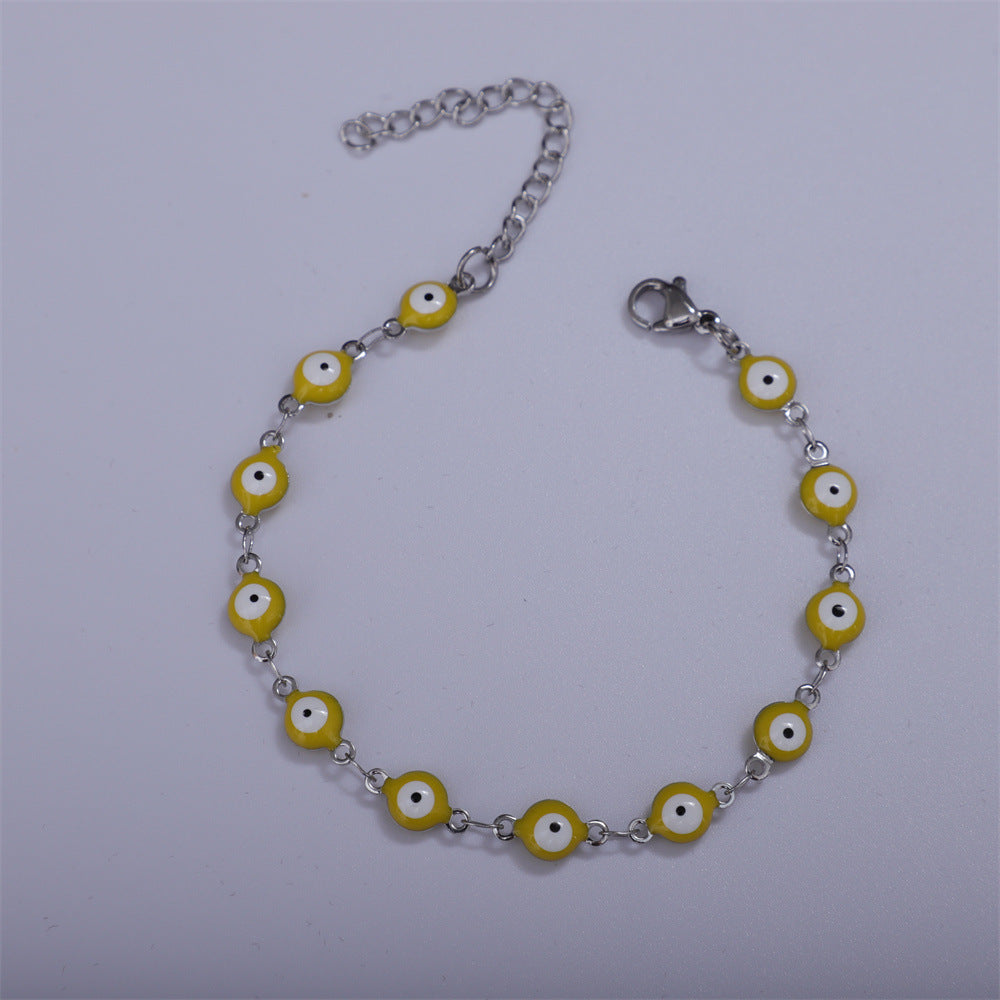 Titanium Steel Round Nazar ️Lucky Amulet Bracelet