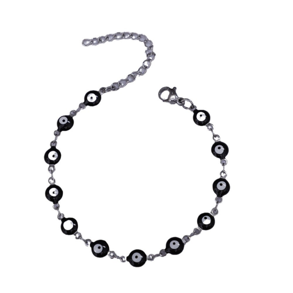 Titanium Steel Round Nazar ️Lucky Amulet Bracelet