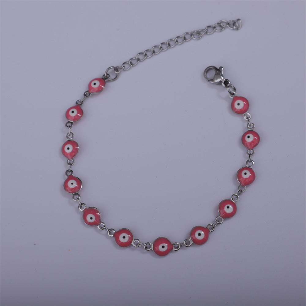 Titanium Steel Round Nazar ️Lucky Amulet Bracelet